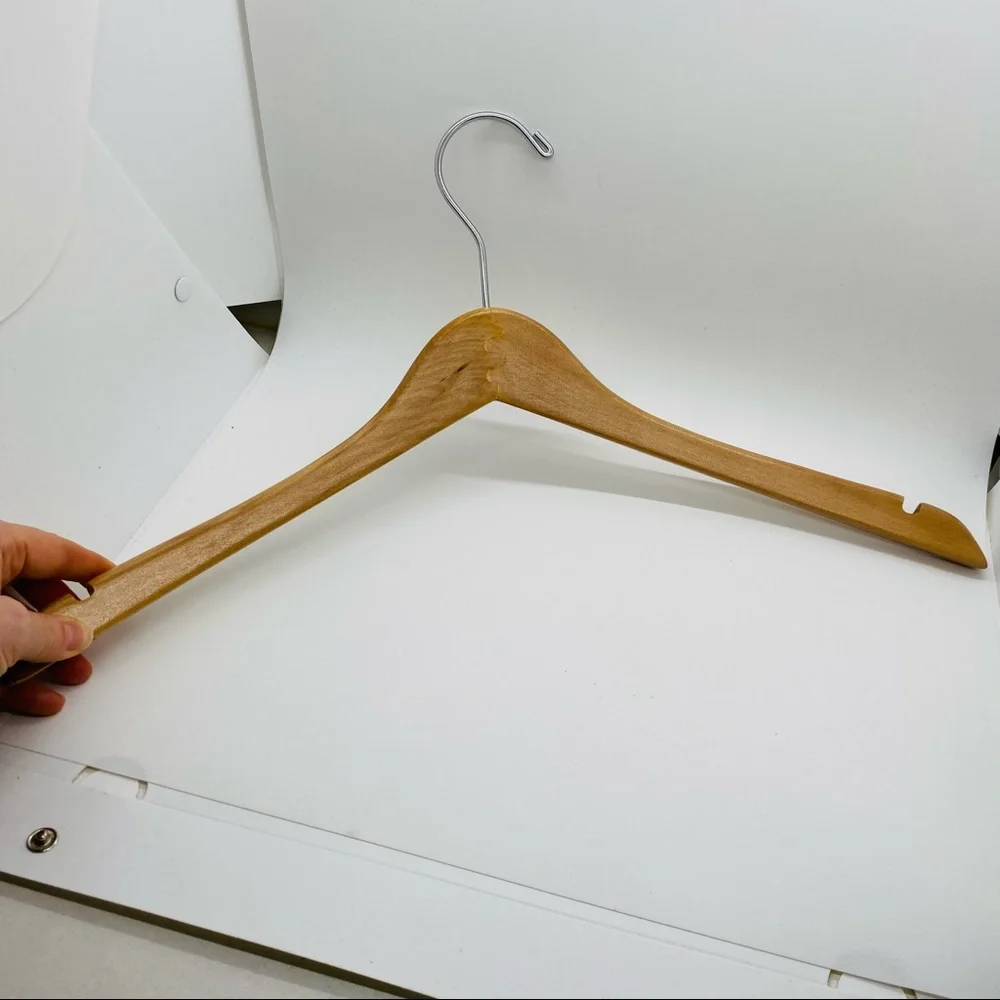 NWT Two Natural Premium Wooden Hangers Multi-Function Dress, Tees, Shirts